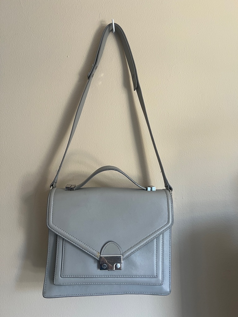 Loeffler Randall Light Gray Leather Crossbody Bag